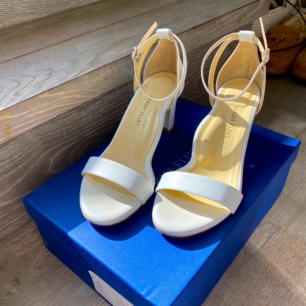 Like New Sarah Flint The Perfect Block Sandal™️ in White Calf (Sz 38)